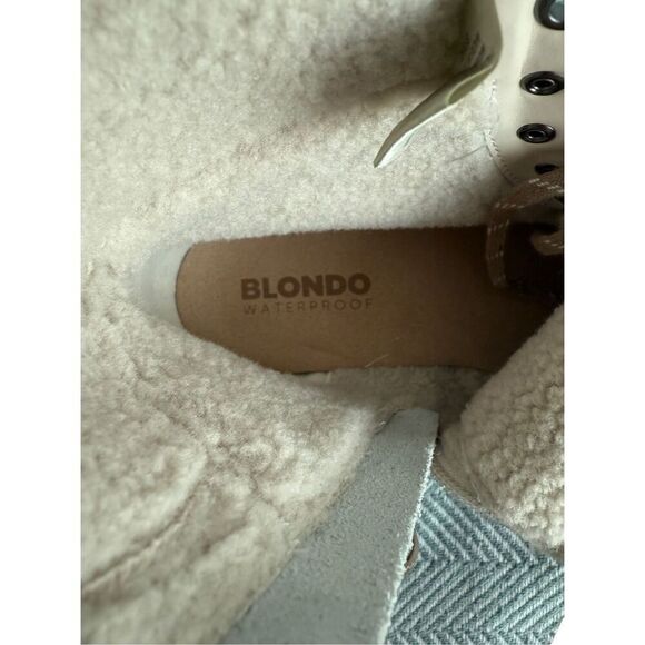 Blondo Natashia Womens Bone Leather Waterproof Faux Shearling Cuff Boots Size 9M - Picture 14 of 16